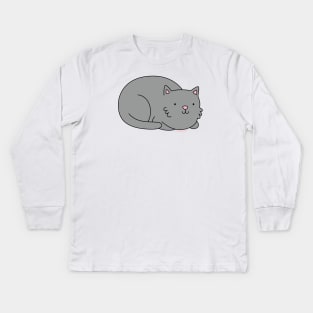 Grey Cat Kids Long Sleeve T-Shirt